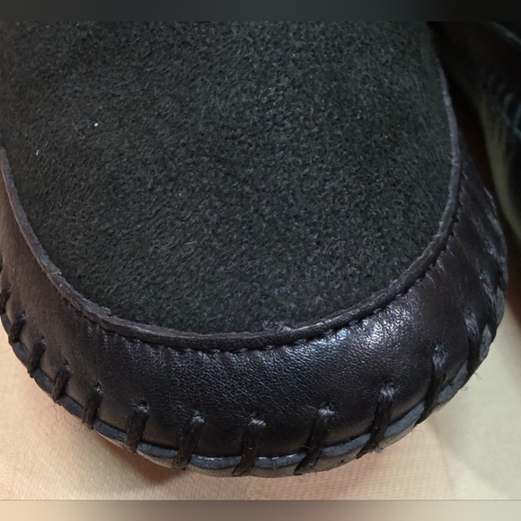 TORY BURCH BLACK KNEE HIGH LEATHER SUEDE SHERPA BOOTS SIZE 7 LIKE NEW COND - Picture 2 of 7